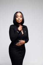 Load image into Gallery viewer, "HBCU Girl" Knit Dress with Embroidery- Black