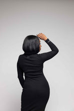 Load image into Gallery viewer, "HBCU Girl" Knit Dress with Embroidery- Black